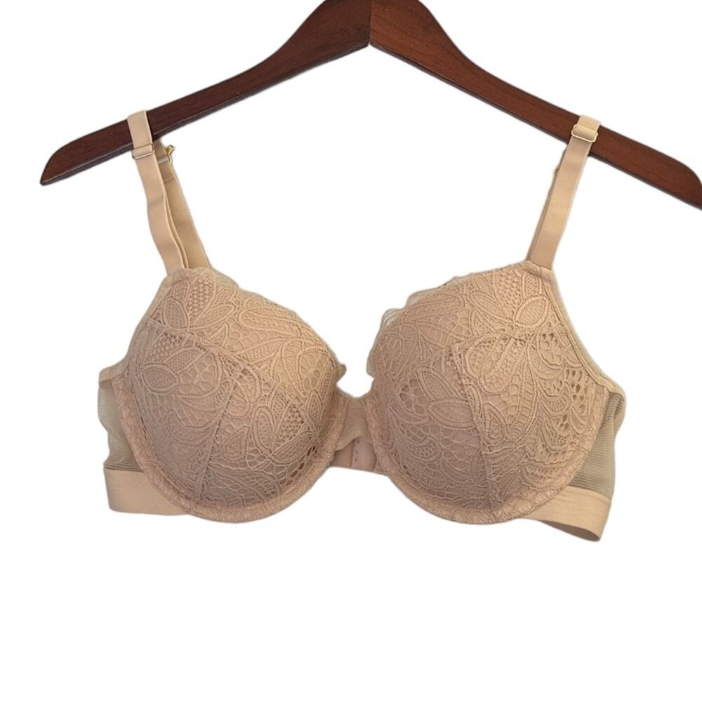 LIVELY Bra 34D Almond Tan Lace Push Up Underwire Convertible